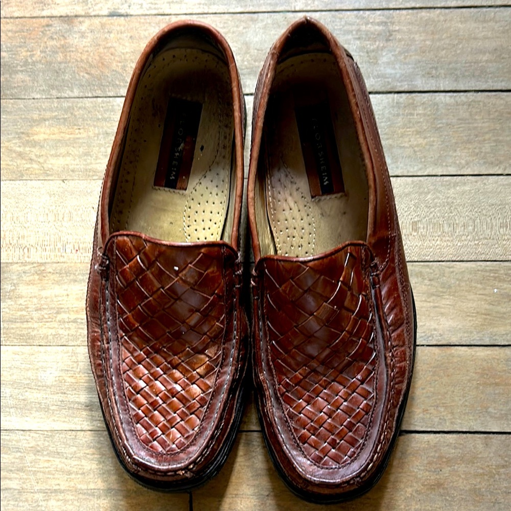 Florsheim Men’s Brown Woven Leather Slip-On Loafers